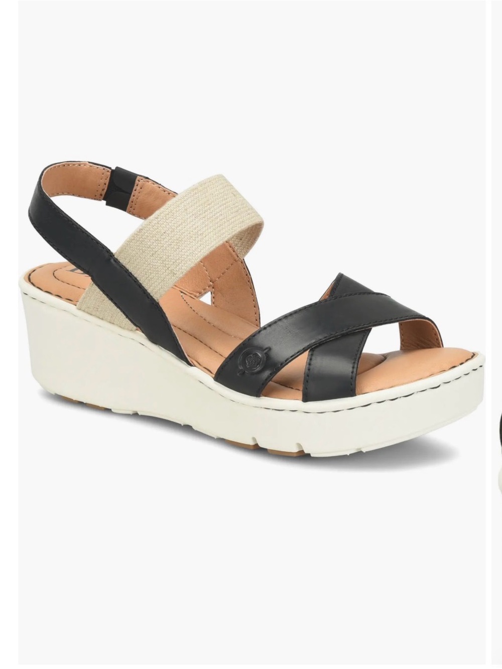 Born Gila Platform Wedge Slingback Sandals in Black and Beige 8